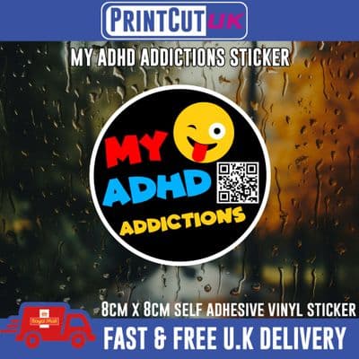MY ADHD ADDICTIONS Decal Sticker laptop helmet bike car scooter Barney TikTok