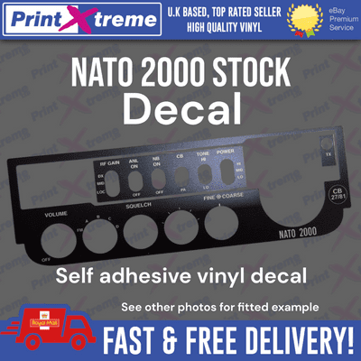 NATO 2000 cb radio faceplate Decal Sticker bezel self adhesive (STOCK LAYOUT)