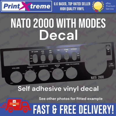 NATO 2000 cb radio faceplate Decal Sticker bezel self adhesive (WITH MODES)
