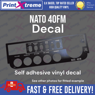 NATO 40FM cb radio faceplate Decal Sticker bezel self adhesive