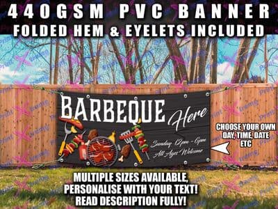 PERSONALISED BARBEQUE BBQ BANNER SIGN SIGNS Outdoor PVC PUB RESTAURANT CAFE