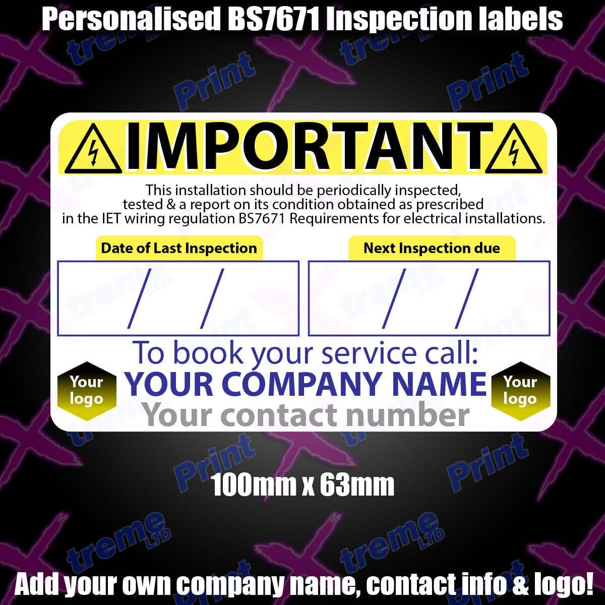 Personalised Electric Inspection BS7671 Labels Electrician Sticker ...