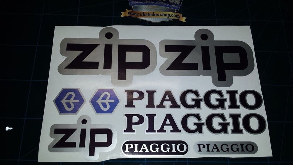 Zip Sticker Piaggio ZIP Printed Decals / Stickers set Kit Black Blue Silver