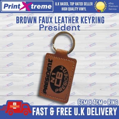 President CB Radio Keyring Faux Leather Laser Etched Handmade in UK Gift Idea