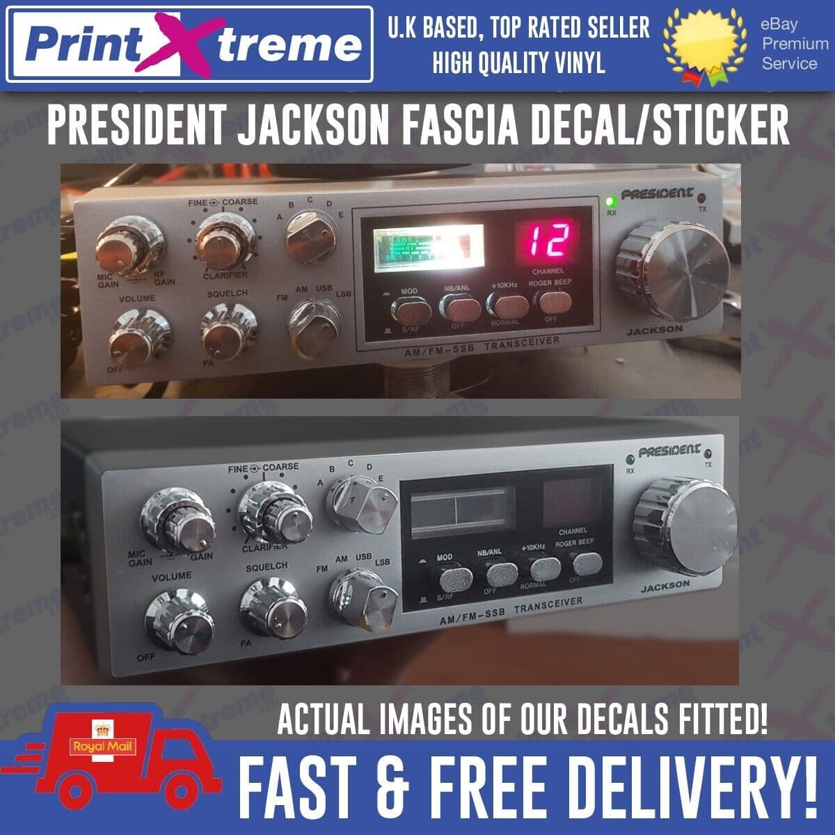 PRESIDENT JACKSON cb radio faceplate Decal Sticker bezel self adhesive