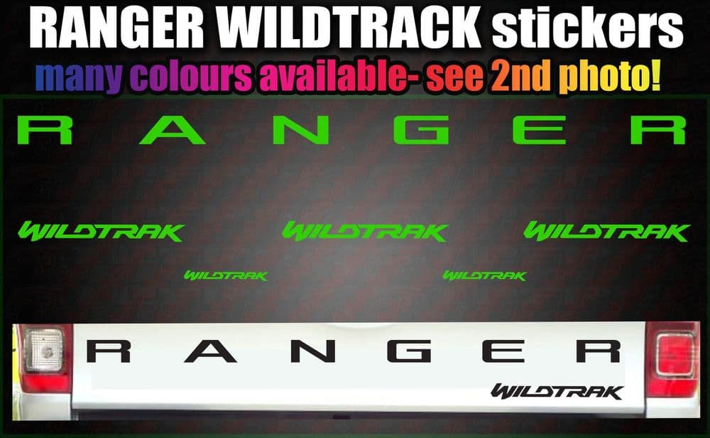 Ranger Wildtrack CUSTOM Rear Tailgate decal sticker 6 piece set 2012-2017