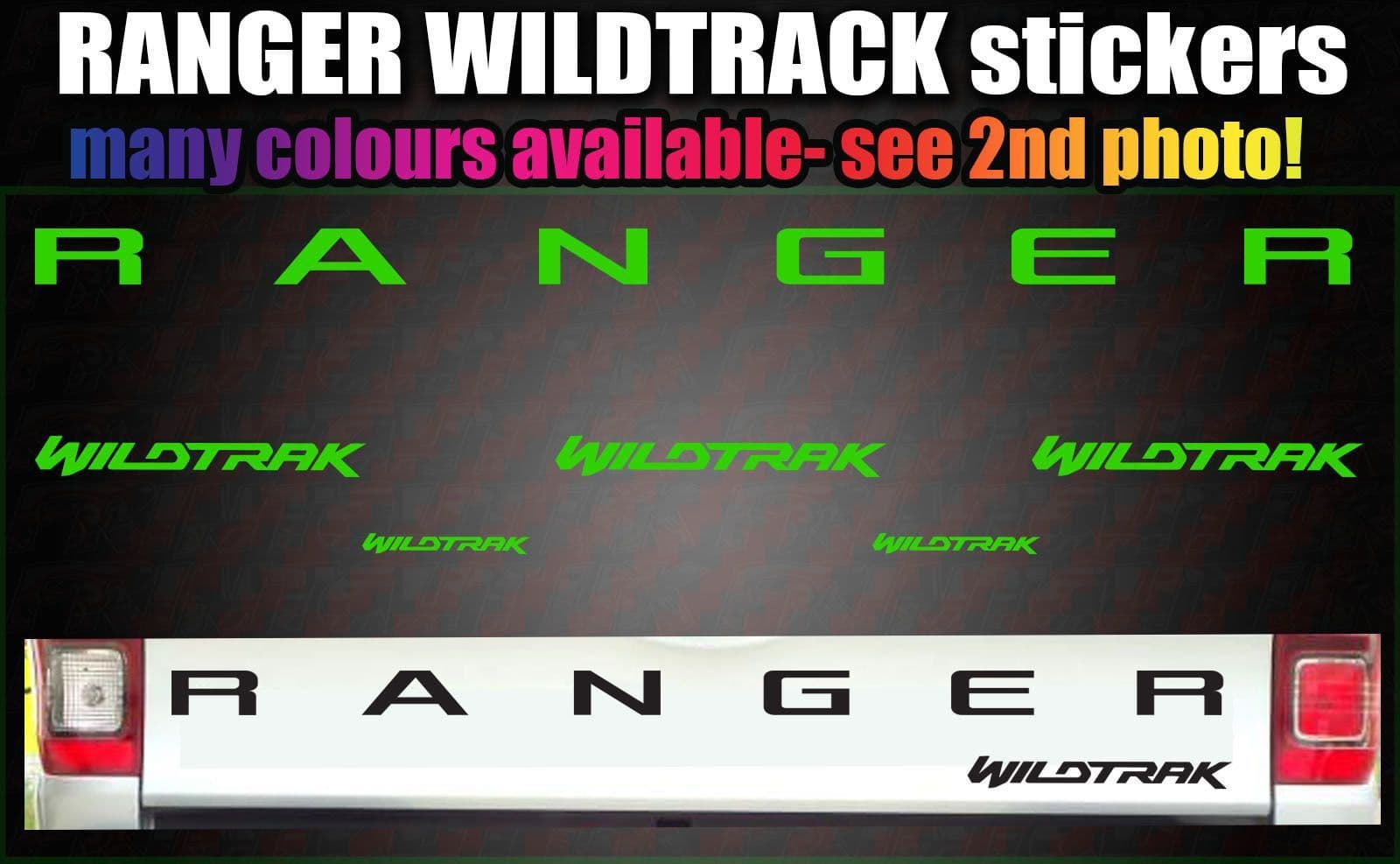 Ranger Wildtrack CUSTOM Rear Tailgate decal sticker 6 piece set 2012-2017