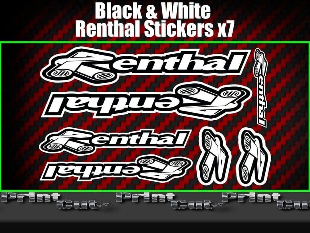 Renthal Sticker Decal pack Motorcycle Scooter car Modified BLACK & WHITE