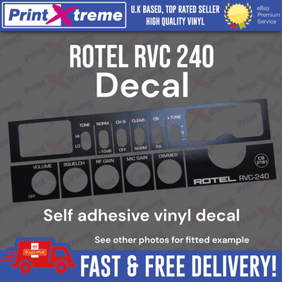 ROTEL RVC240 cb radio faceplate Decal Sticker bezel self adhesive