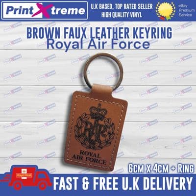 Royal Air Force RAF Keyring Faux Leather Laser Etched Military Gift Handmade UK