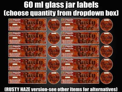 RUSTY HAZE 60ml glass cali jar labels RX pressitin HIGH QUALITY