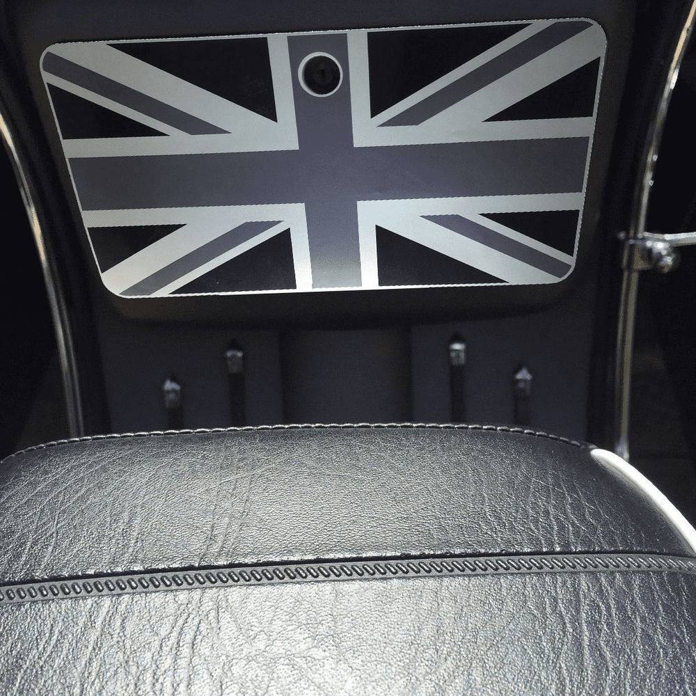 Glove Box Sticker Wrap Decal METALLIC BLACK/GREY/SILVER UNION JACK