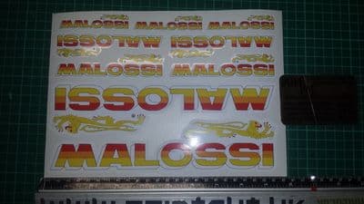 Set of  9 Malossi  Decals Stickers, Gilera, Vespa, Italjet, Sym, Speedfight, SR