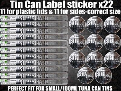SILVER HAZE Cali pressitin tuna Tin Labels Stickers RX Medical HQ
