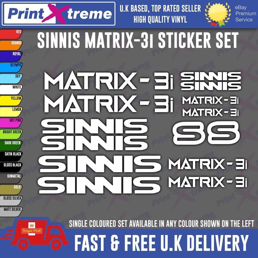 Sinnis MATRIX -3i motorcycle Decals/Stickers ALL COLOURS AVAILABLE