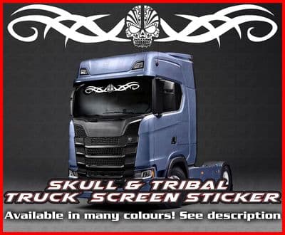 Skull & Tribal Lorry Truck Screen Sticker leyland, daf, man, scania