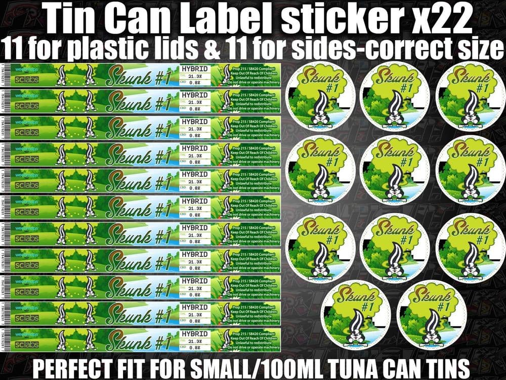 SKUNK 1 Cali Tin can Labels Stickers Marijuana weed RX Medical Cannabis ...