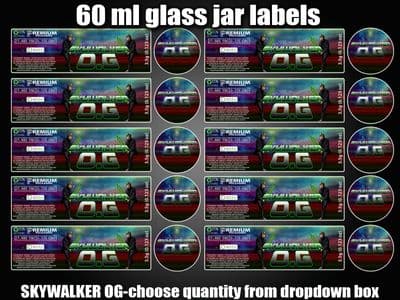 SKYWALKER O.G 60ml glass cali jar labels RX pressitin HIGH QUALITY