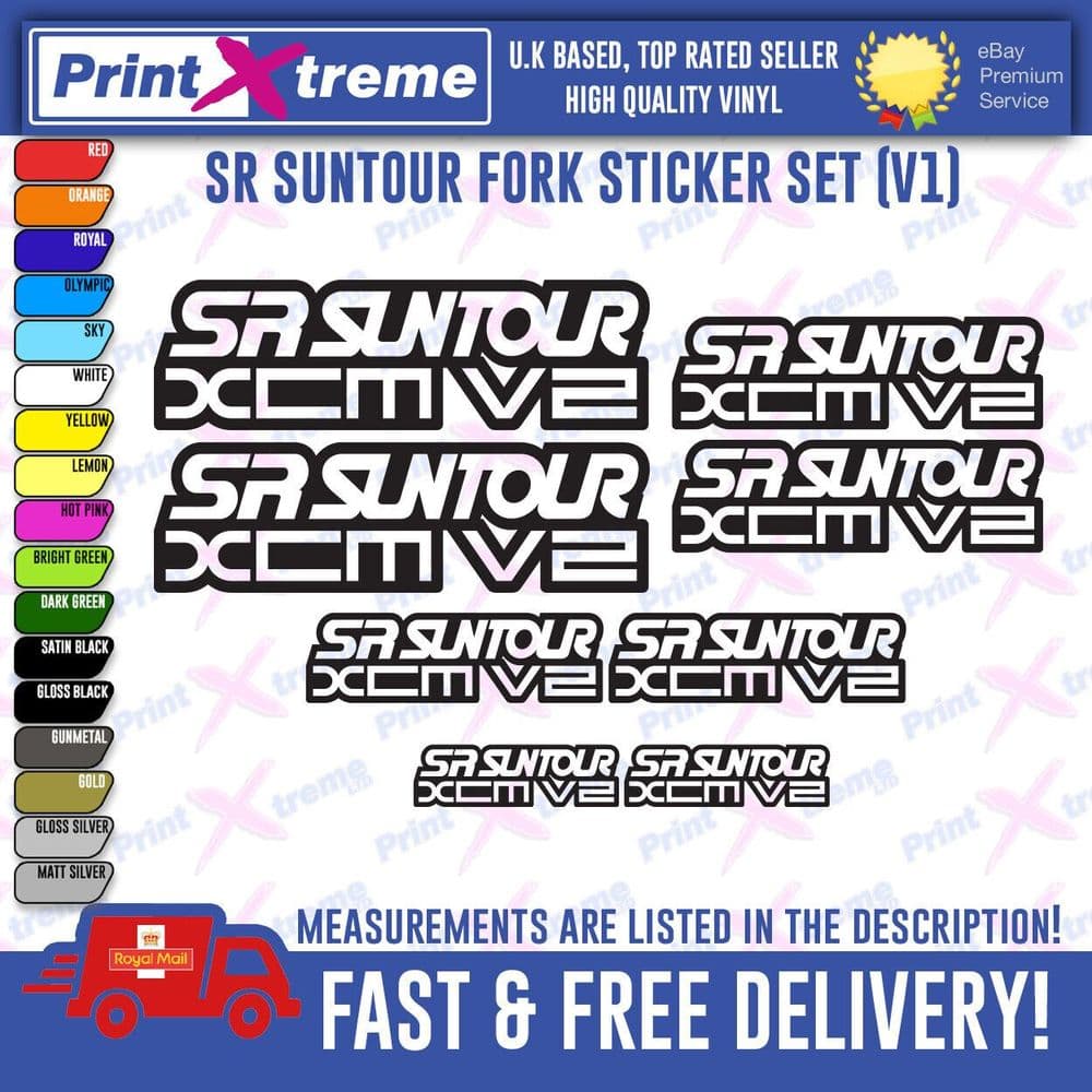 SR SUNTOUR XCM V2 FORK Decal Stickers Vinyl Mountain Cycling MTB top ...