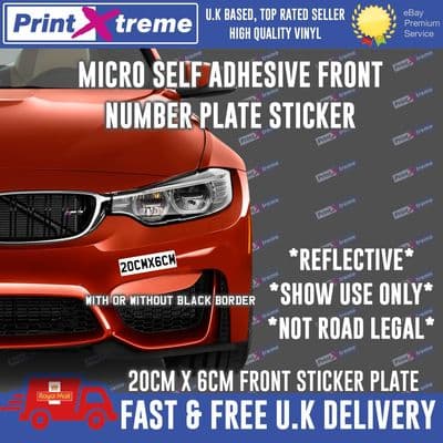 Stick On Number Plate MICRO 200x 60mm  Registration Plate Sticker Show Car FRONT