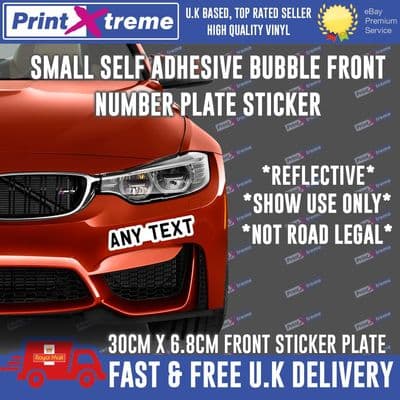 Stick On Number Plate SMALL BUBBLE 300x 68mm Registration Sticker Show Car FRONT