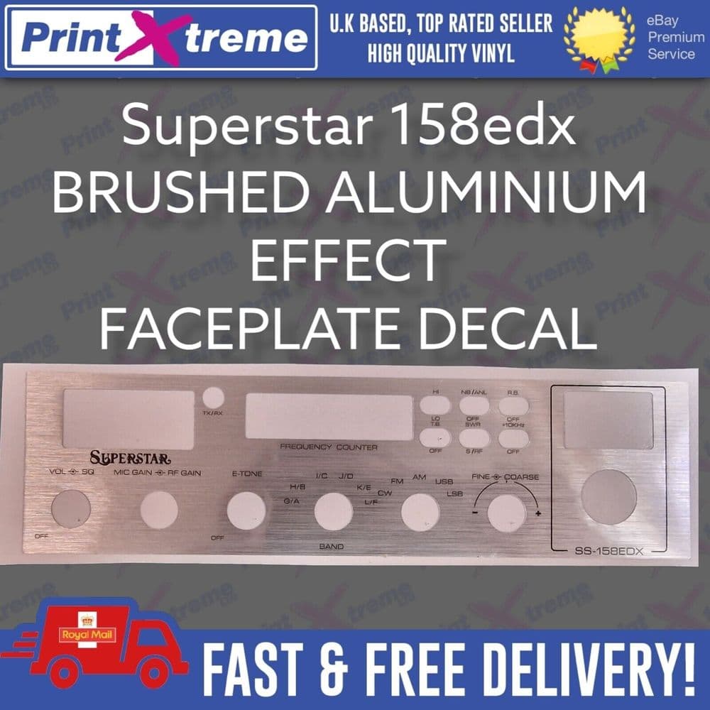 Superstar 158EDX cb radio faceplate bezel Decal Sticker BRUSHED