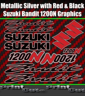 SUZUKI BANDIT 1200N Stickers Decals, RED BLACK SILVER 11 piece set GSF1200N