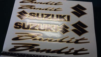 SUZUKI BANDIT 2 COLOUR DECALS/ STICKERS BLACK & GOLD restoration, respray etc