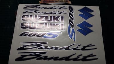 SUZUKI BANDIT 600s 3COLOUR DECALS STICKERS Black Blue Silver respray Restoration