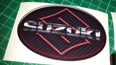 Suzuki Carbon Effect Tank Decals stickers  x4 srad gsxr bandit sv (Red)