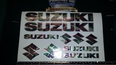 SUZUKI STICKERS CAMMO & SILVER GSX VSTROM BANDIT GSF DR DL VZ AN SFV camouflage