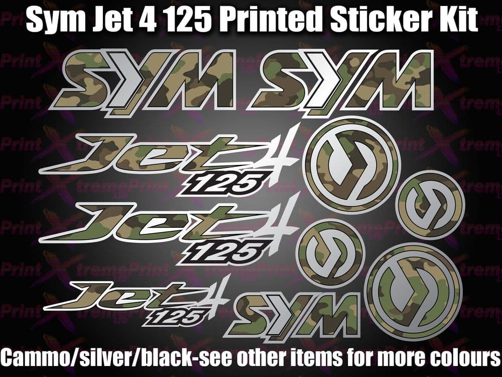 Sym Jet 4 125 Decals/Stickers Decals/Stickers Cammo camouflage Silver Black