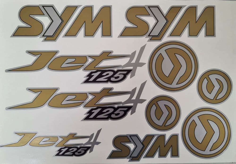 Sym Jet 4 125 Decals/Stickers Decals/Stickers Gold Silver Black