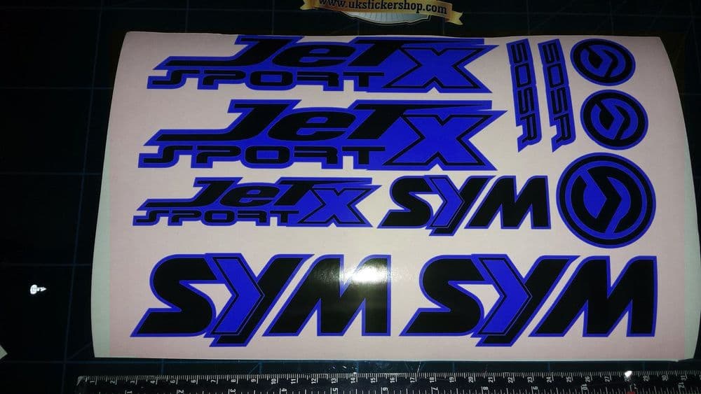 Sym Jetsport X Stickers / Decals BLUE & Black 11 piece printed vinyl 50 125