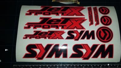 Sym Jetsport X Stickers / Decals RED & Black 11 piece printed vinyl, 50, 125,