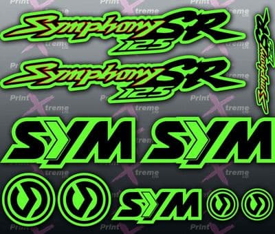 Sym Symphony SR 125 GREEN RED BLACK Stickers / Decals autocollant aufkleber
