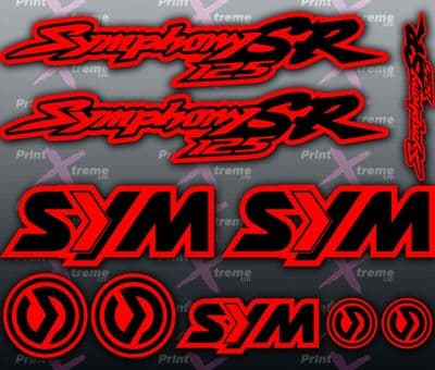 Sym Symphony SR 125 RED BLACK Stickers / Decals autocollant aufkleber