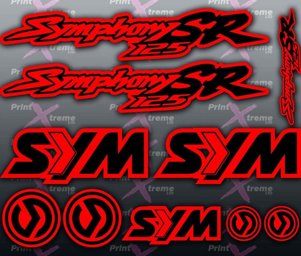 Sym Symphony SR 125 RED BLACK Stickers / Decals autocollant aufkleber
