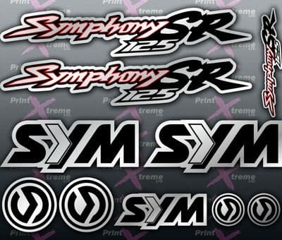 Sym Symphony SR 125 SILVER RED BLACK Stickers / Decals autocollant aufkleber