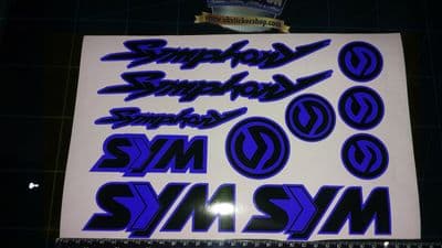 Sym Symphony Stickers / Decals BLUE & Black 11 piece printed vinyl, 50, 125,
