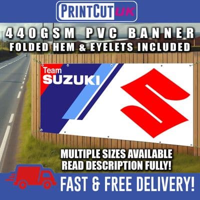 TEAM SUZUKI PVC BANNER SIGN SIGNS Indoor Outdoor workshop shed mechanic garage motorcycle, racing