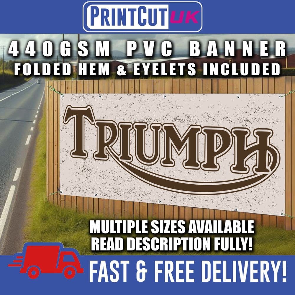 TRIUMPH PVC BANNER SIGN SIGNS Indoor Outdoor workshop vintage shed ...