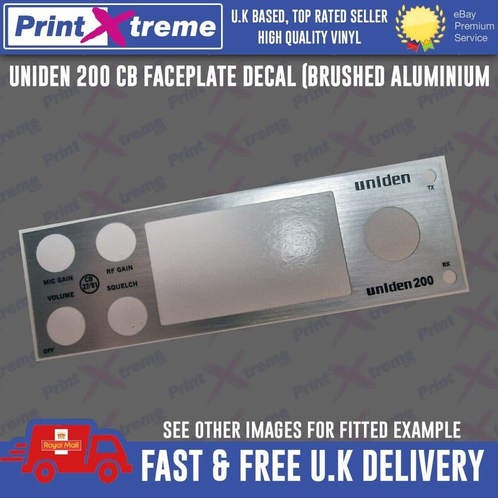 UNIDEN 200 cb radio faceplate Decal Sticker bezel self adhesive