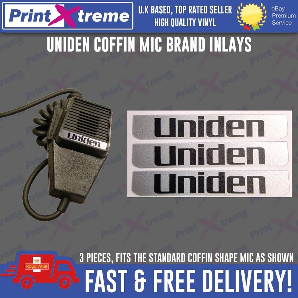 UNIDEN cb radio COFFIN MIC INLAY STICKER Decal self adhesive NO MIC ...