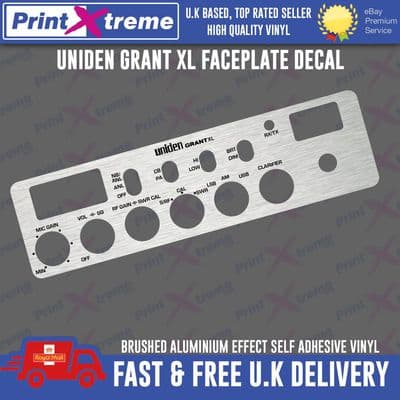 UNIDEN GRANT XL cb radio faceplate bezel Decal Sticker BRUSHED ALUMINIUM VINYL