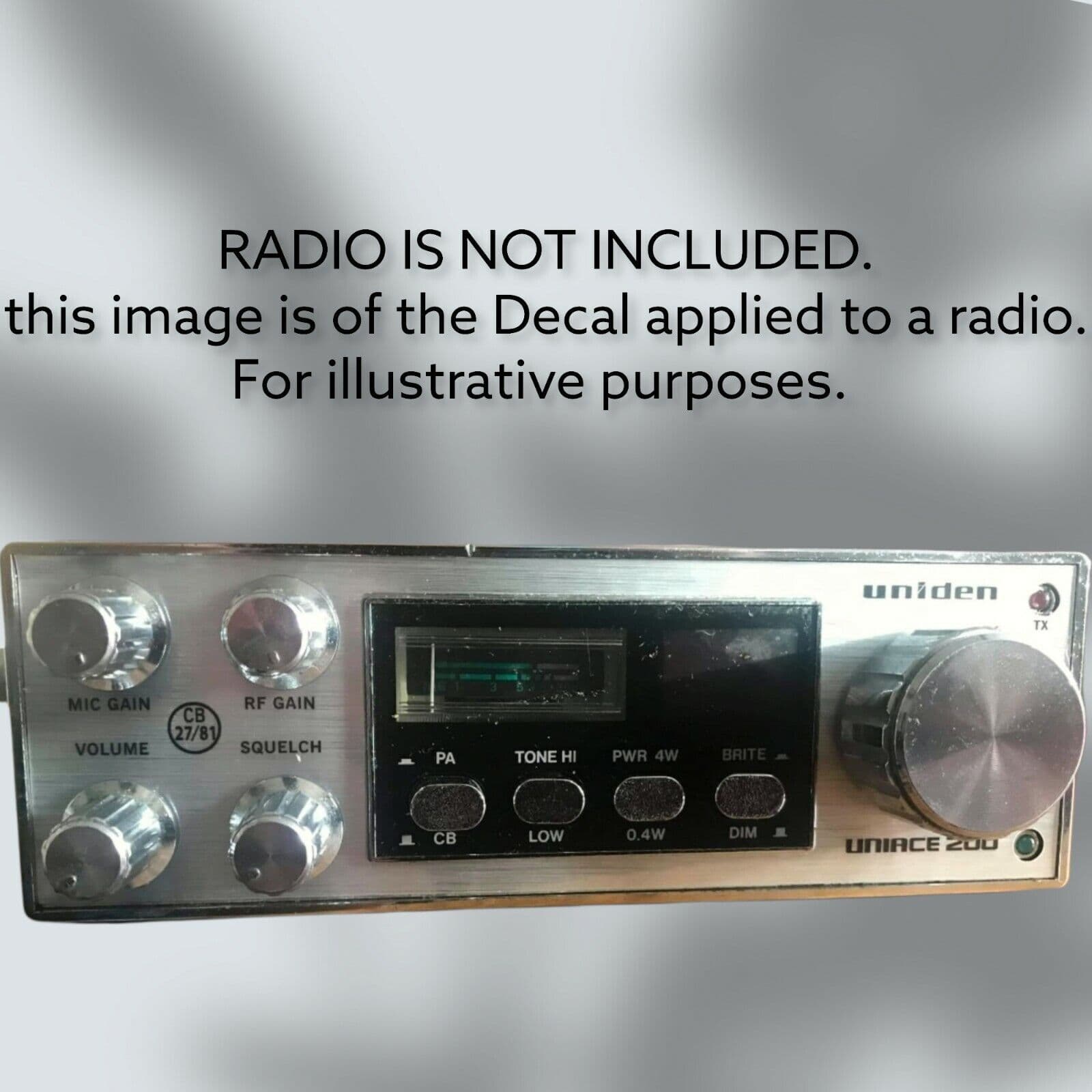 UNIDEN UNIACE 200 cb radio faceplate Decal Sticker bezel self adhesive