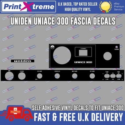 UNIDEN UNIACE 300 cb radio faceplate Decal Sticker bezel self adhesive