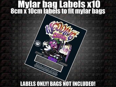 WEDDING CRASHER MYLAR BAG POUCH LABELS 10CM X 8CM Cali Stickers RX Medical