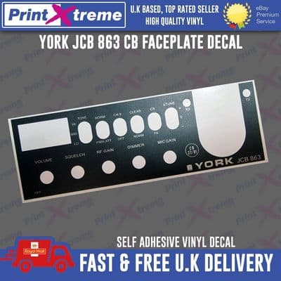 YORK JCB863 cb radio faceplate Decal Sticker JCB-863 JCB 863 bezel
