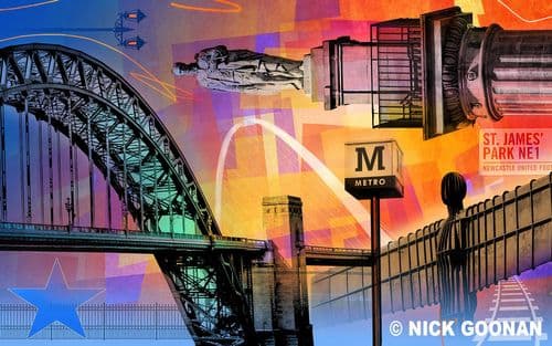 Newcastle upon Tyne Canvas Print featuring 'All the Bridges' across the River Tyne